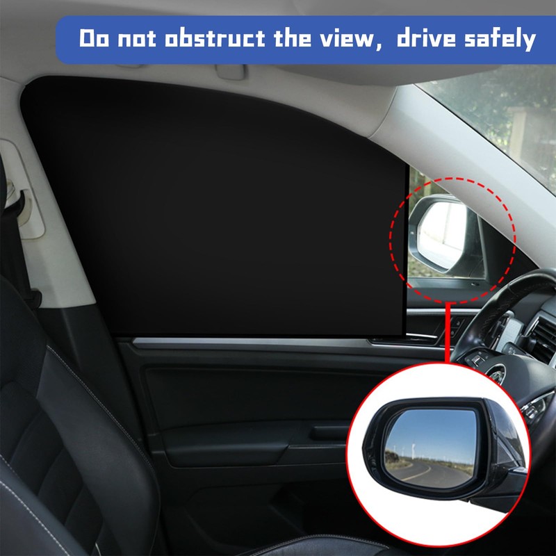 NGHEY 4 PCS Opaque Car Window Sunshade, Black Glue/Silver Titanium