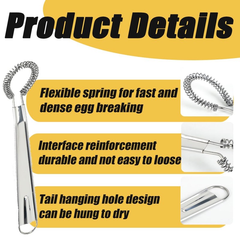 2 Pcs Stainless Steel Manual Whisk Egg Beater Hand Whisker