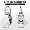 12 Pack M15 Pulleys for Rope, 304 Stainless Steel Wire
