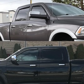 in-Channel Style Smoke Window Sun Rain Visor Vent Guard Deflector Shade Compatible with Dodge Ram 1500 2500 Crew Cab 2010-2018