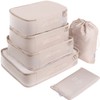 Adwaita 6 Set Packing Cubes, Travel Luggage Packing Organizers (Ivory)