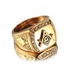 OAKKY Mens Stainless Steel Masonic Freemason Ring with Diamonds Biker