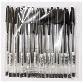 BIC Cristal ORIGINAL Medium Daily BALLPOINT PENS Biros 1.0 mm Everyday Essay Writing Home School Office Stationery Supplies Clear Barrel 4 Colours BLACK RED BLUE GREEN RGB Stick Pen (BLACK, 20 X PENS)