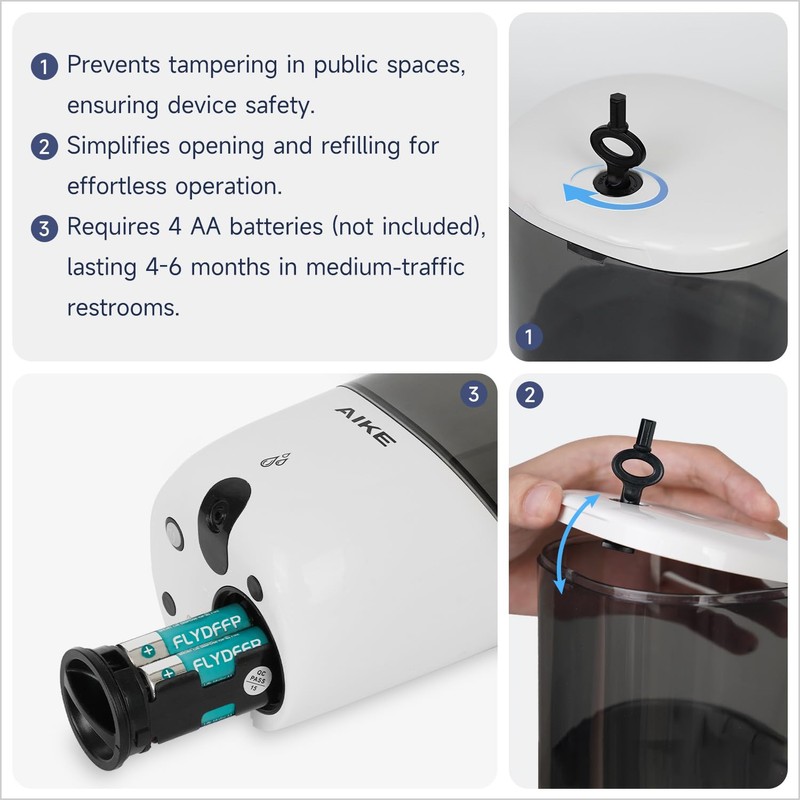 AIKE Automatic Soap Dispenser Wall Mounted, 650 ML Large Capacity,