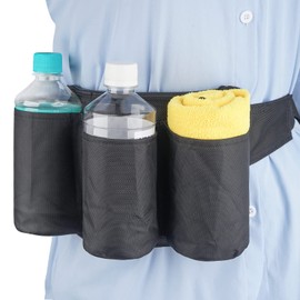 SHIDOW 3 Pockets Black Restaurant Waiter Waist Pouch Bag, Apron Bag with Adjustable Web Belt, Waiter Waist Pouch, Adjustable Waist Strap Belt for Bars, Cafes., Pure Black, Medium