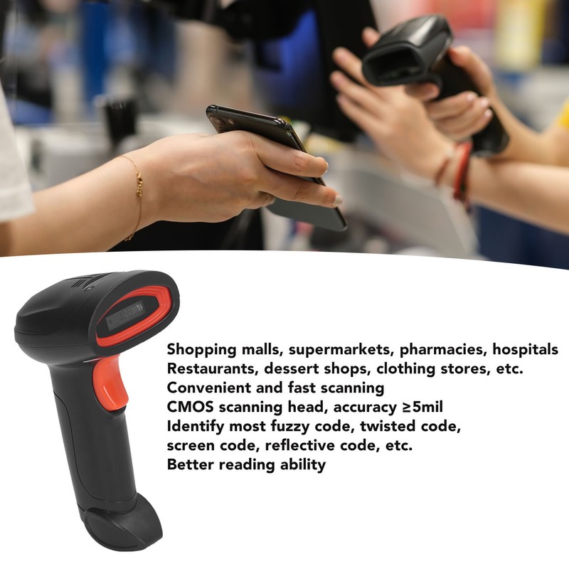 Wireless Barcode Scanner USB 2.4G and Bluetooth 1D Code Reader