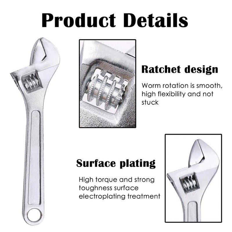 Pgirgyq Mini Adjustable Spanner 4 Inch Small Wrench Sliver Mini