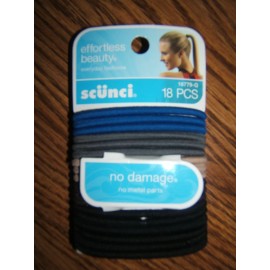 scünci 3 Packs Scunci No Damage Ponytail Holders/Hair Elastic Bands 18 Pcs ea 54 Total