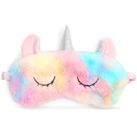 Glamlily Unicorn Sleeping Eye Mask, Satin Faux Fur Travel Eye Cover for Girls Ages 3–14, Soft Plush Unicorn Design (7.5 x 6 in), Perfect for Sleepovers, Naps & Relaxation