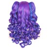 ColorGround Long Curly Cosplay Wig with 2 Ponytails(Dark Blue/Dark Purple)