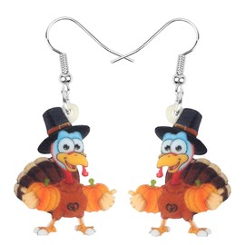 NEWEI Acrylic Thanksgiving Anime Turkey Earrings For Women Fashion Charm Jewelry Gifts (Multicolor)