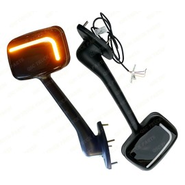 QSC Truck Parts Performance LED Black Hood Mirror LH RH Set for Freightliner Cascadia 08-17
