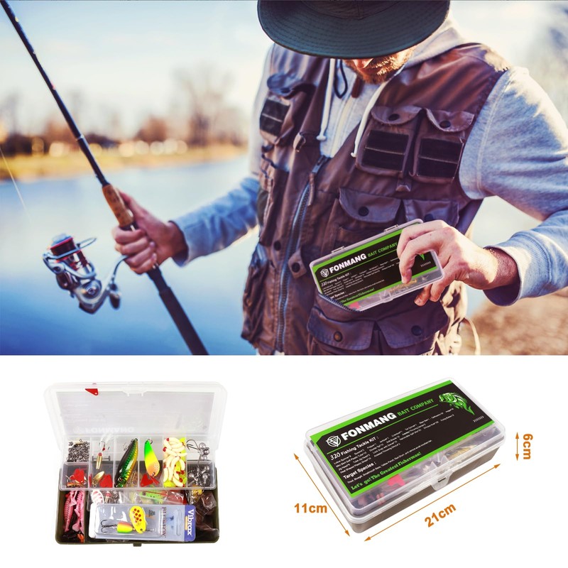 FONMANG 322 PCS Trout Fishing Lures Kit - Spoon Spinner