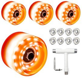 Nezylaf 65mm/60mm 82A Skateboard Wheels with Bearings Installed 6 Lights Light up Spitfire Longboard Street Trucks