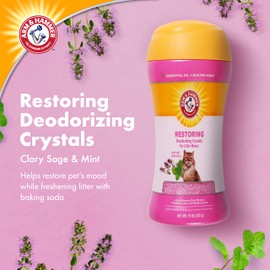 Arm & Hammer Restoring Cat Litter Box Deodorizing Crystals, Clary Sage & Mint Scent - Cat Smell Eliminator for Home, Odor Control, Cat Litter Crystals, Cat Essentials, 15 Ounce