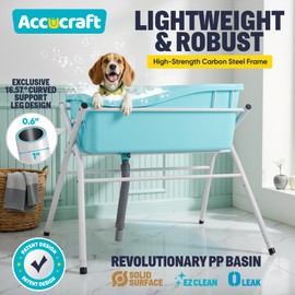 ACCUCRAFT Dog Bath Tub, Portable Dog Washing Bathing Station, 3 Levels Elevated Foldable Dog Bath for Shower and Grooming, Collapsible Shower Bathtub Pet Tub for Small and Medium Size Dogs
