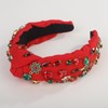 Jumwrit Christmas Tree Wide Top Knot Headband with Rhinestone for