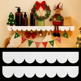 AceOrbit 8 Pack Winter Scalloped Decorative Wood Trim Scalloped Wood Trim Molding Decorative for Home Classroom Wall Window Cabinet Shelf Door Frames Decoration, 15.75 x 2.36 Inch(White)