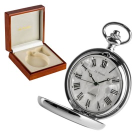 De Walden Boys Christening Gift Engraved St Christopher Pocket Watch Wood Box MP