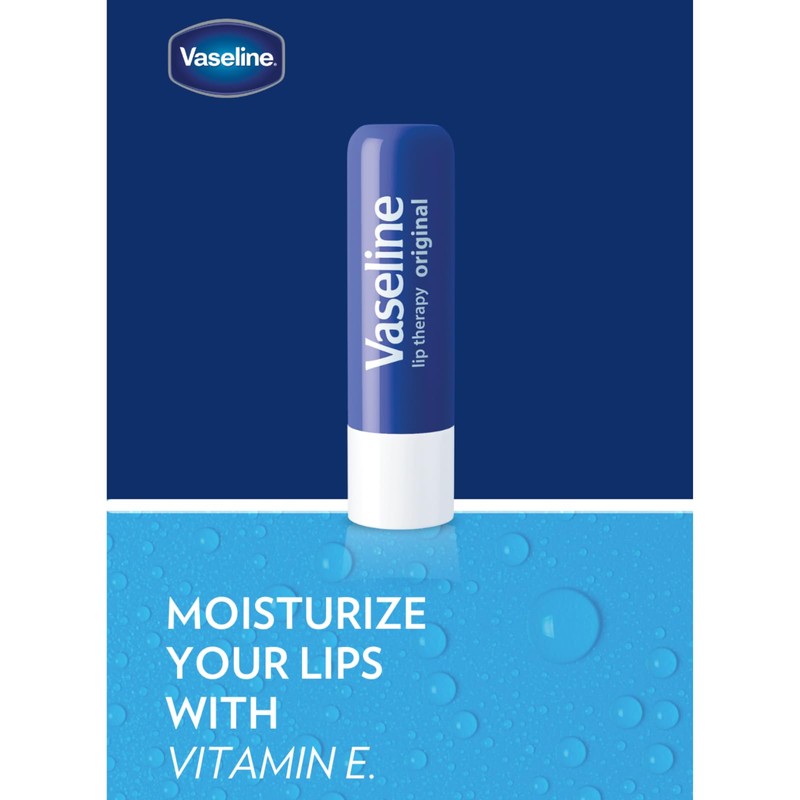 Vaseline Lip Therapy Care Original, Fast-Acting Nourishment, Ideal for Chapped,