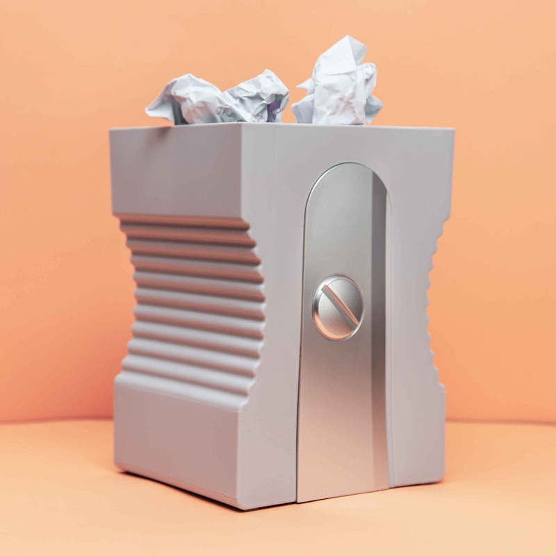 balvi Sharpener Waste Paper Bin Grey Pencil Sharpener Plastic