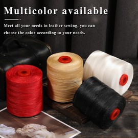 BUTUZE 210D Waxed Thread, 880Yards, Flat Waxed Thread for Leather Sewing, Book Binding, Sewing Shoes,Leather Craft, Bracelet Making - Red