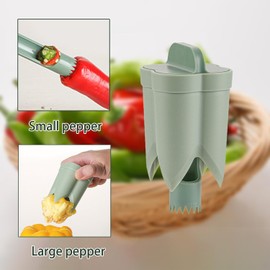 Pepper Seed Corer Remover, Upgrade 2 in 1 Bell Pepper Cutter Quickly Cutting and Deseeding Bell Pepper Corer Tool for Vegetables Kitchen Gadget (Green)