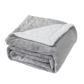 Good Nite Blanket 130x150cm Reversible Sherpa Fleece Blanket Fluffy Polyester Blanket Soft and Warm Bed Blankets for Home life and Travel (Grey,Single)
