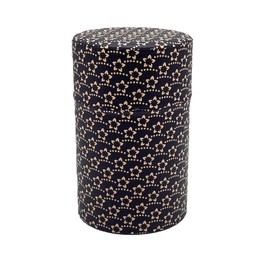 Noguchi Kumataro Tea Garden, Tea Canister, 5.3 oz (150 g), Washi Paper Sticker, With Middle Lid, Inden (Inden), Small Floral, Made in Japan, Fashionable (Navy)
