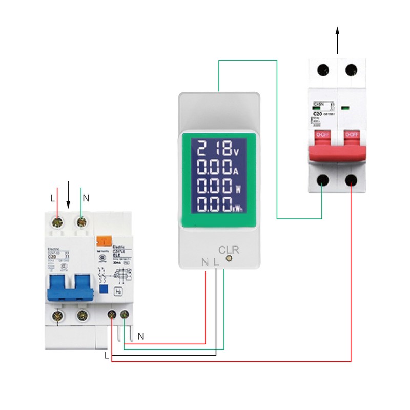 DIN Rail Meter Digital Voltmeter Ammeter Power Energy Monitor Multimeter
