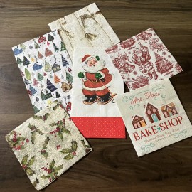 Christmas Napkins- Decoupage- Santa Holly Gingerbread- Lot Of 6