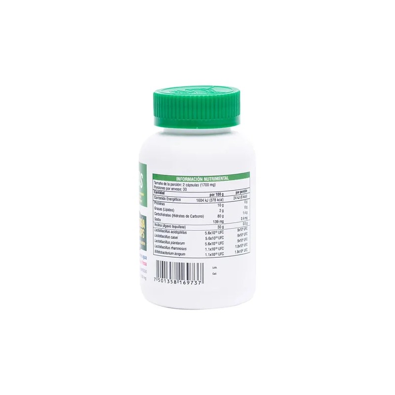 Enzimas Digestivas Probióticos Con Inulina De Agave 60 Caps Fresa