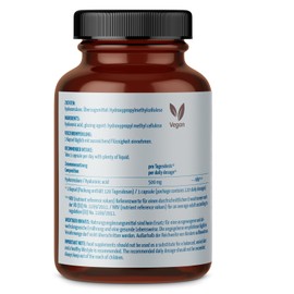Achterhof Hyaluronic Acid 120 Capsules | High Dose with 500 mg Hyaluronic Acid per Capsule | 100% Vegan | High Purity and Solvent Free | Made