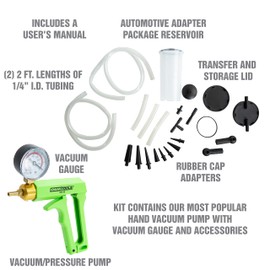 OEMTOOLS 25138 Brake Bleeder Kit, One Man Brake Bleeder, Manual Fluid Extractor, Tester for Clutches, Leak Detection and Fluid Extraction, Hoses and Adapters Included