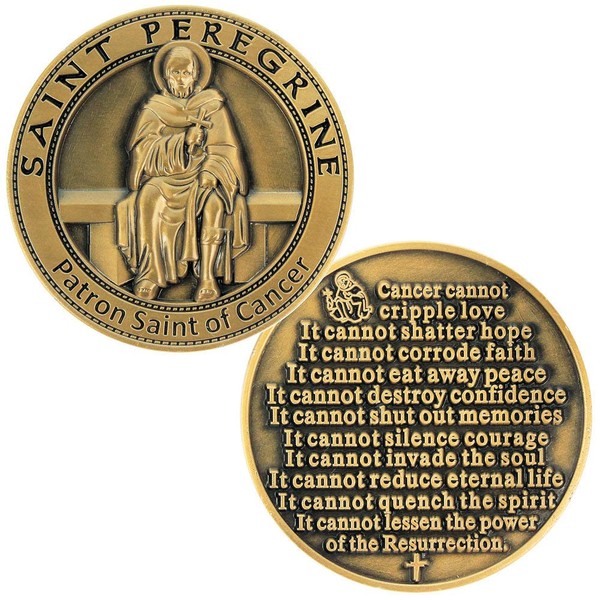 St. Peregrine Cancer Coin - Pocket Token Deluxe Bronze/Challenge Coin