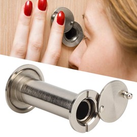 Fdit Anti-Theft 220 Degree Viewing Angle Security Door Viewer with Back Cover for Doors with a Hole Diameter of 0.6 to 0.9 Inch for Home Hotel (Brushed)