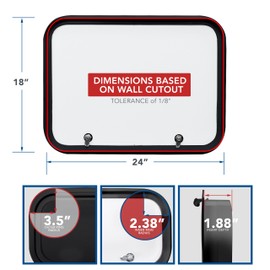 Leisure Coachworks RV Baggage Door 24" Wide X 18" High with Rounded Corners and Thumblocks for RV's- Compartment Access Storage Doors with Top Hinge- Camper Trailer Motor Home- Black