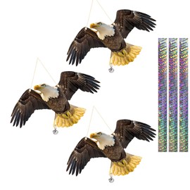 Flat Fake Hawk to Keep Pigeon Away with Reflective Tape, 3Pcs Pigeon Scare Devices, Plastic Hawk to Scare Pigeon Away from Porch Patio Balcony, Garden Hawk to Scare Woodpecker Squirrel for Outdoor