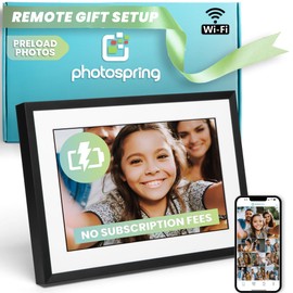 PhotoSpringㅤ View Battery Operated 10in WiFi Digital Picture Frame | Send Photos by Email, App, or Web | Subscription Free | Touchscreen & 32GB Internal Memory | Play Videos up to 5 mins