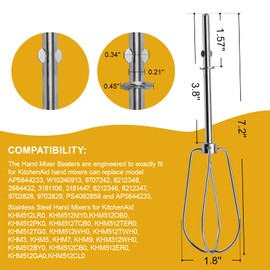 Hand Mixer Beaters Replaces for KitchenAid hand blender,hand Turbo Beaters