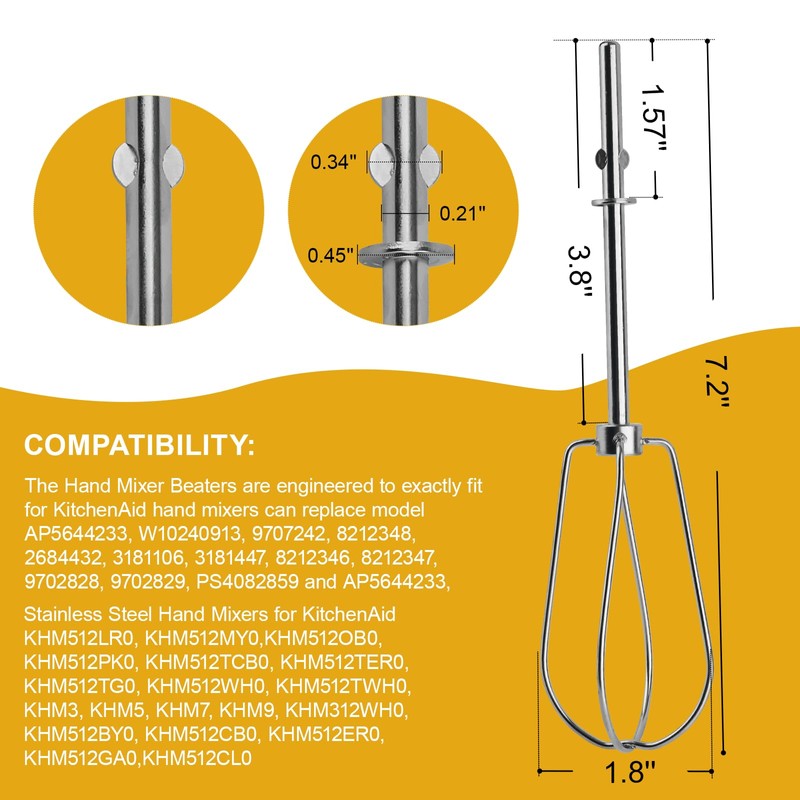 Hand Mixer Beaters Replaces for KitchenAid hand blender,hand Turbo Beaters
