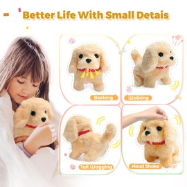 UZSOMX Walking Barking Plush Puppy Toy Dog - Electronic Pet with Leash, Bell, Bone, Christmas Birthday Gifts for Kids Ages 3-8