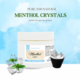Menthol Crystals 4 OZ in a White Plastic jar (by Greenhealth) (Melting Point is Approximately 95 to 107 Degrees F)