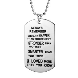 Gift for Son Mens Gifts Ideas Always Remember You Are Braver Pendant Necklace For Son Inspirational Gifts For Teens