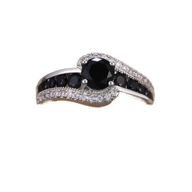 S925 Sterling Silver Black Onyx Engagement Ring Black Ladies Ring Moissanite Zircon Set Carat Diamond Elegant Cutout Ring Eternity Engagement Ladies Wedding Rings Size 6