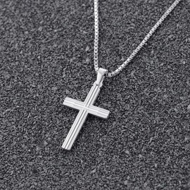 trendor Cross with Men's Necklace 925 Silver Chain Men's Cross Pendant Fashionable Gift Idea Timeless Men's Jewellery 08480, Sterling Silver
