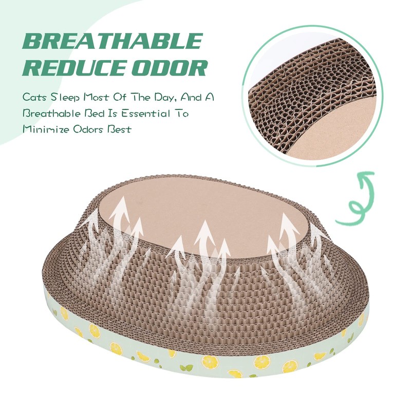 ROMOHOM Oval Cardboard Cat Scratcher Bed Lounge Couch for Indoor