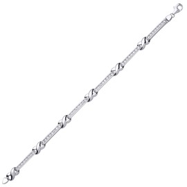 Jewelco London Ladies Sterling Silver Cubic Zirconia Infinity Kisses Tennis Bracelet 6mm 8 inch