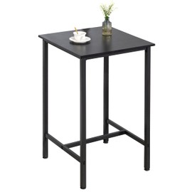 Finnhomy Bar Table, 23.6" Pub High Top, Square Bar Height, Counter Height Cocktail, Small Kitchen Set for 2, Breakfast for Kitchen, Living Room, Rustic Black