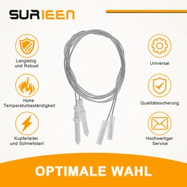 SURIEEN Gas Hob Cooker Ignition Electrode Spark Plug 900 mm Ignition Wire for Cooker Ignition Pin Ceramic Height 45 mm Pack of 2
